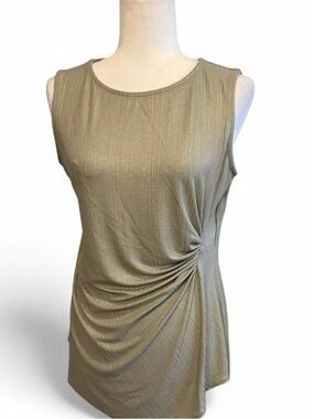 Tahari gold sleeveless top with runched detail